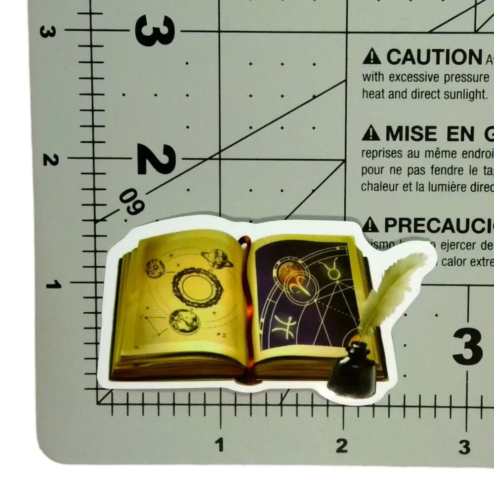 Sticker Astrology Book Quill Mystical Witchy Occult Celestial Magic Cosmic - Picture 2 of 2